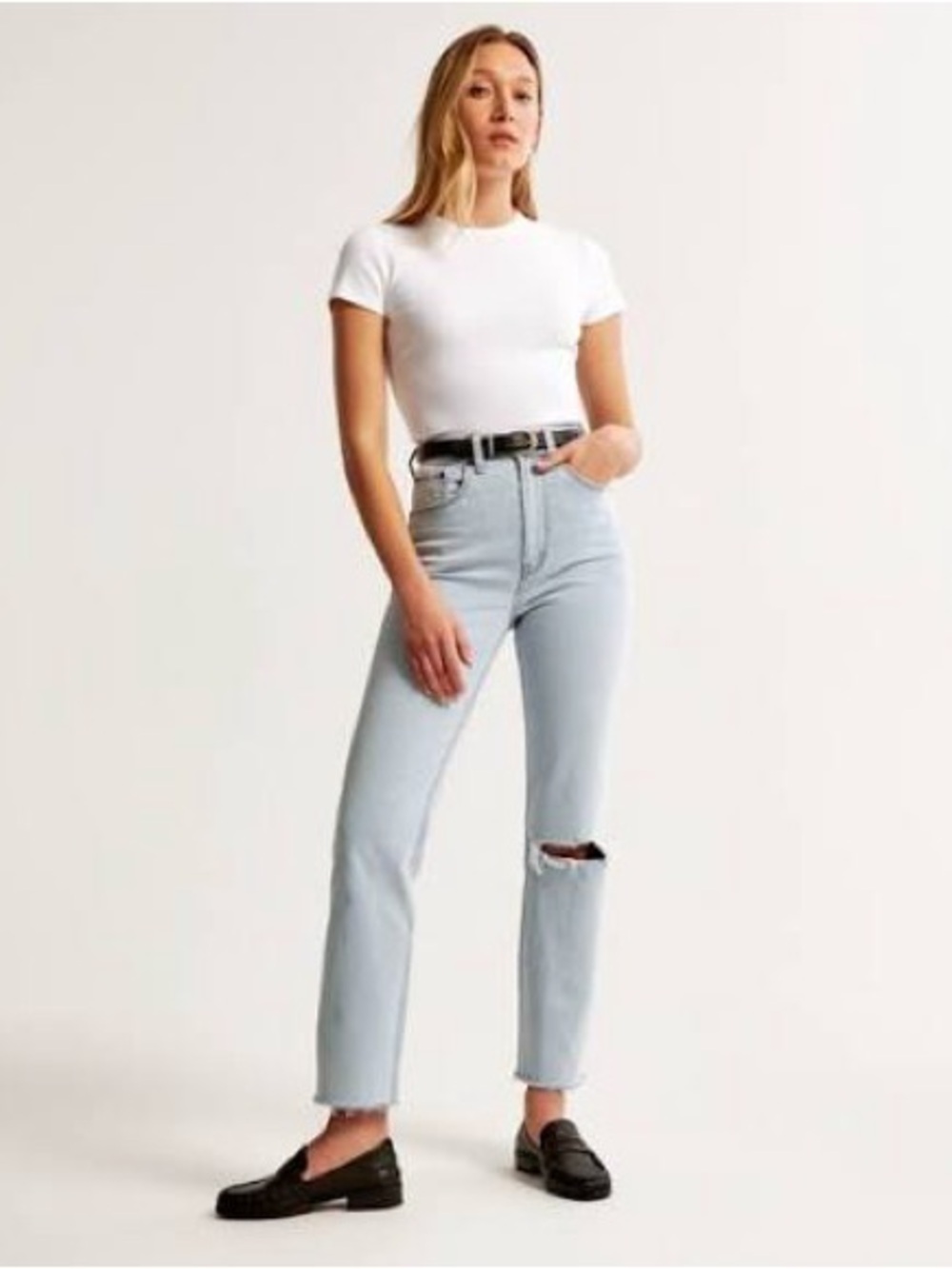 Abercrombie & Fitch Ankle Straight Ultra High-Rise Light Blue Jeans